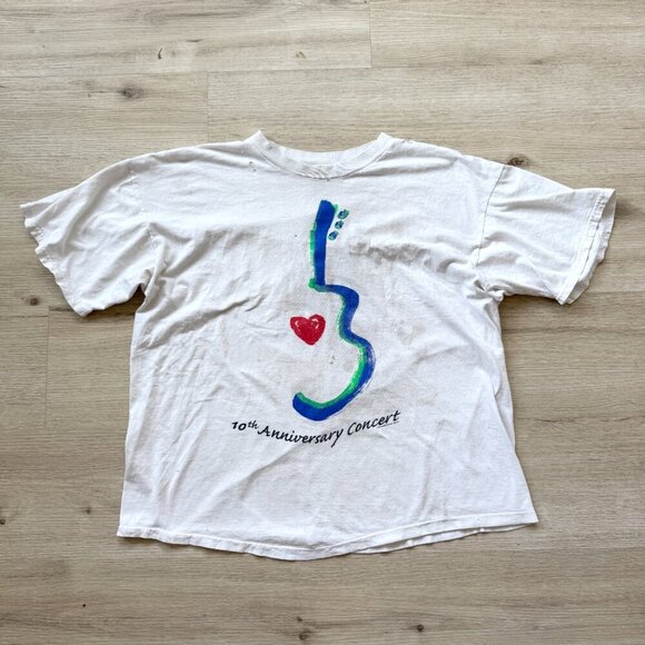 Vintage Concert T-Shirt Bridge School 1996 Bowie Pearl Jam Neil Young Thrashed - Picture 1 of 11